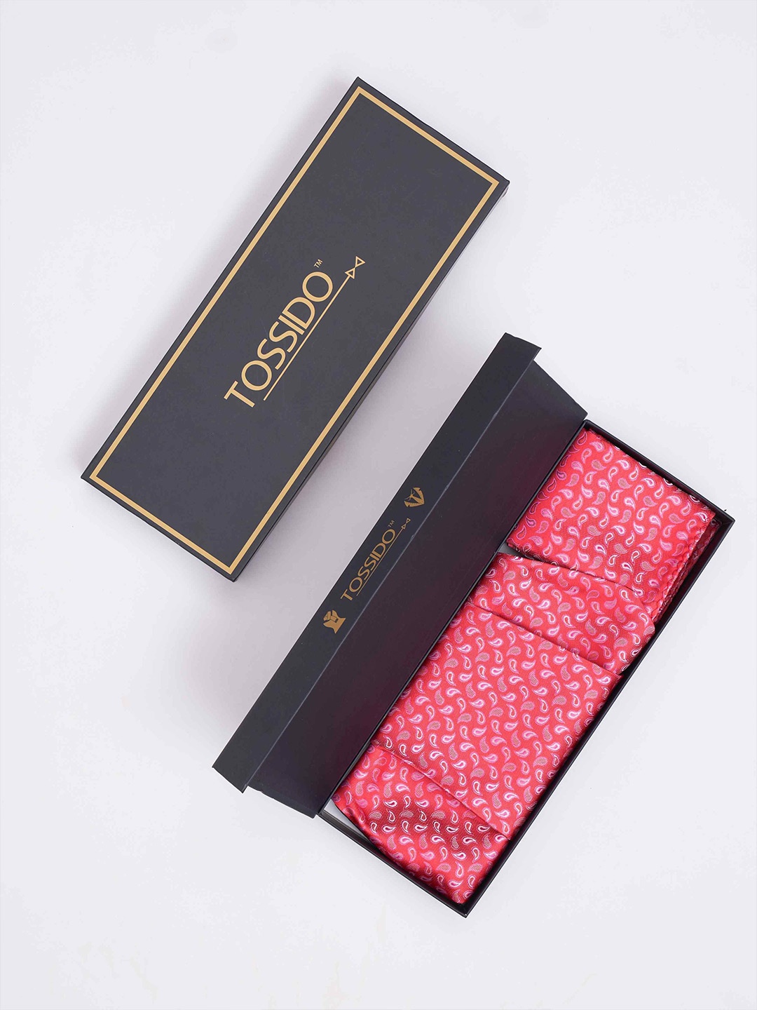 

Tossido Men Woven Design Cravat & Pocket Square Accessory Gift, Pink