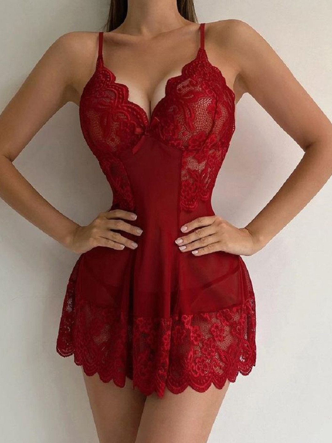 

LULU & SKY Women Sleeveless Nightdress, Red