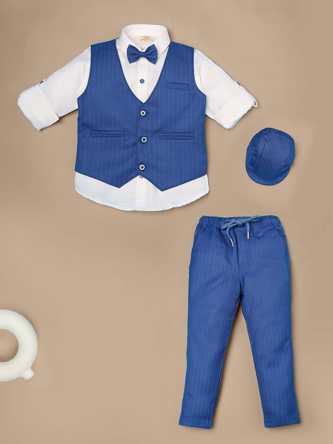 

Ridokidz Boys Striped Single-Breasted 3 Piece Suits, Blue