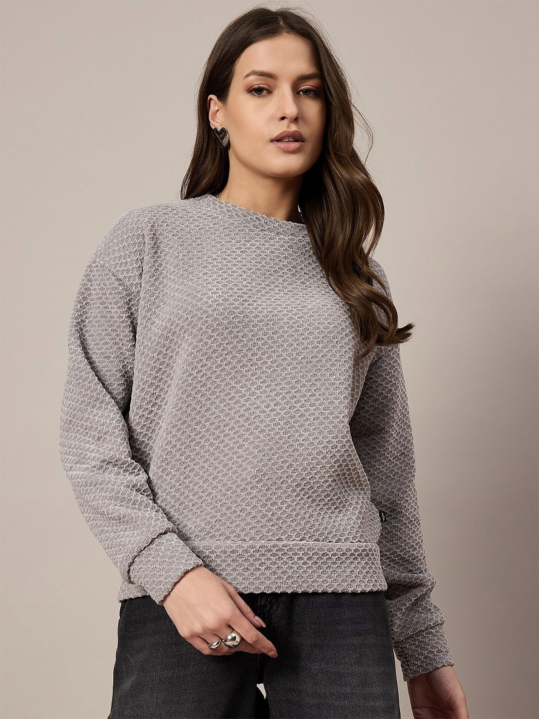 

The Roadster Lifestyle Co Women Self Design Sweatshirts, Grey