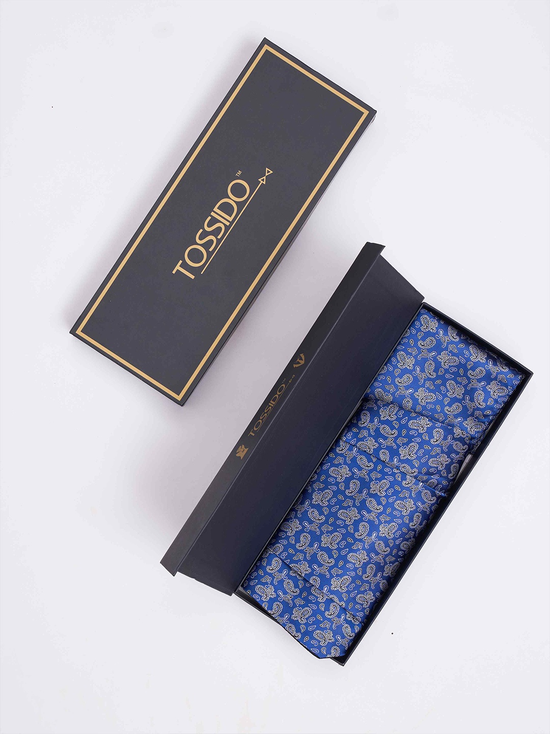 

Tossido Men Woven Design Cravat & Pocket Square Accessory Gift, Blue