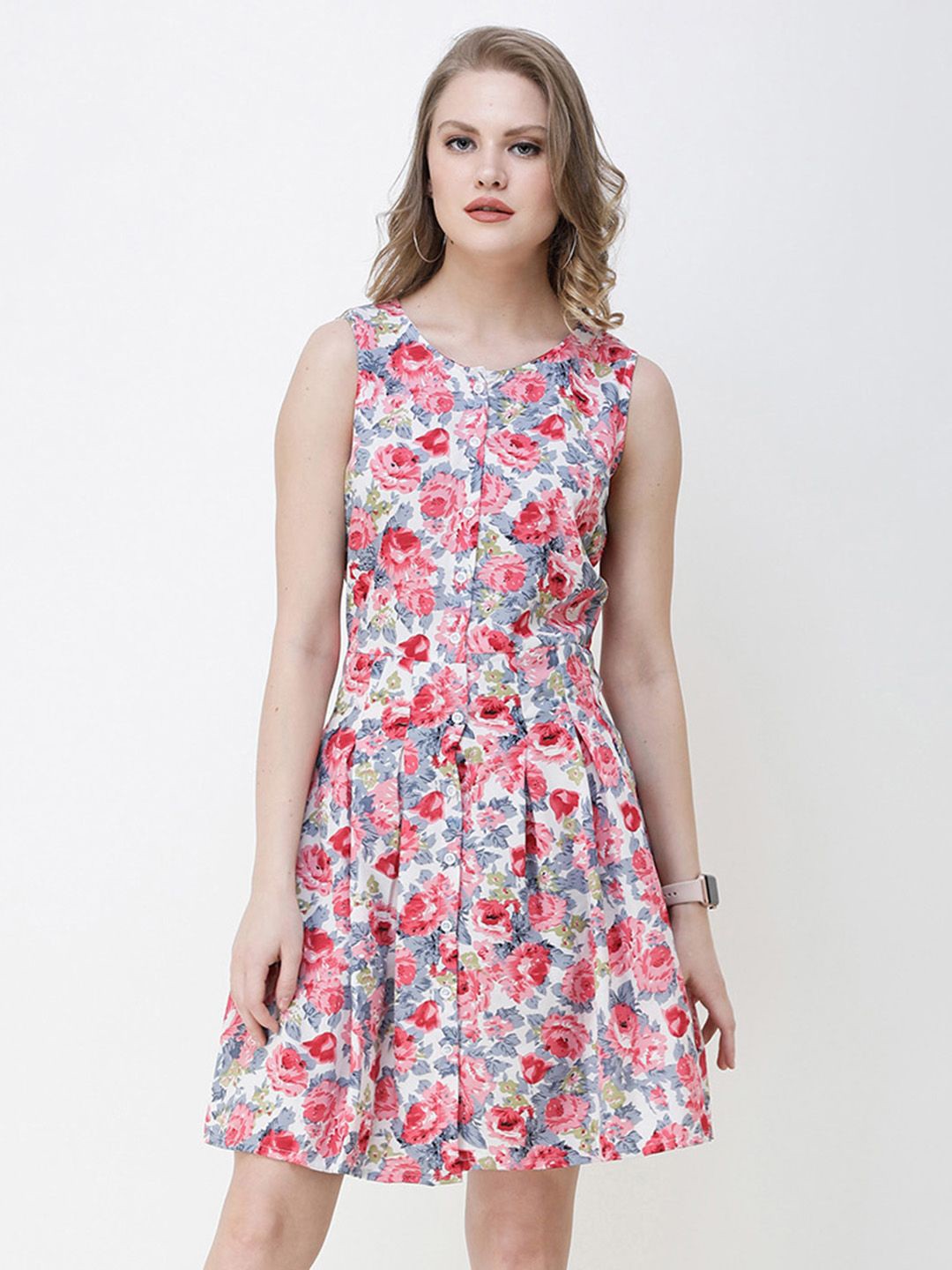 

BAESD Floral Printed Fit & Flare Dress, Red