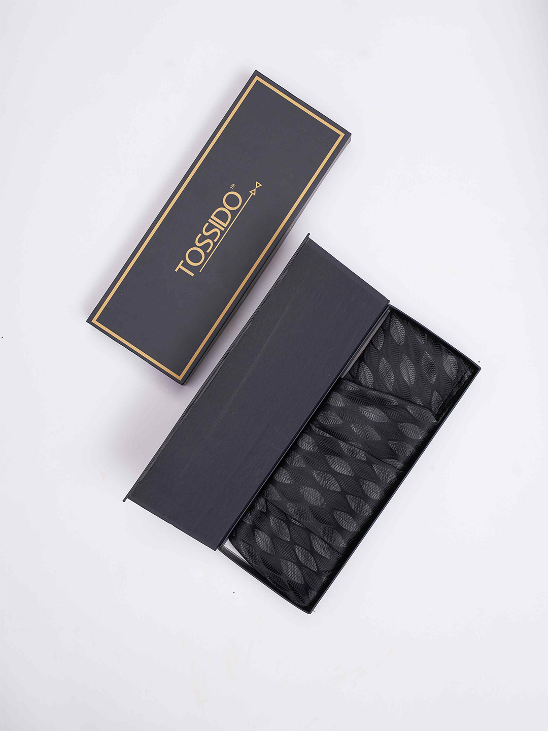 

Tossido Men Woven Design Cravat & Pocket Square Accessory Gift, Black