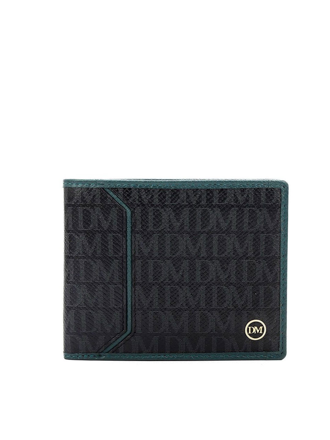 

Da Milano Men Brand Logo Printed Leather Two Fold Wallet, Black