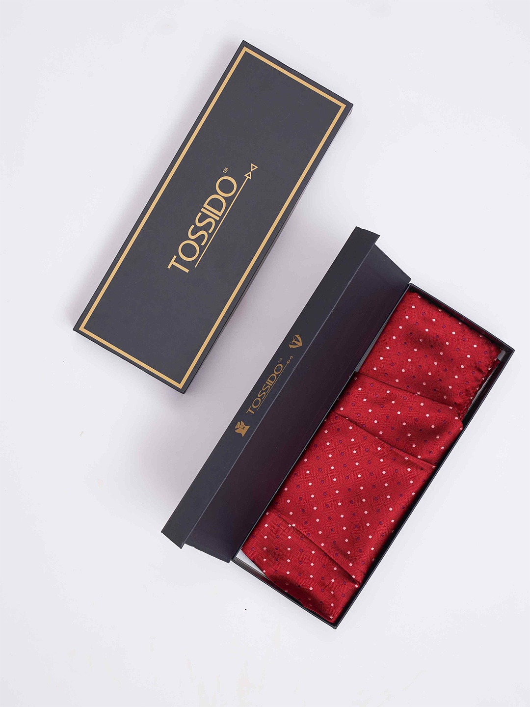 

Tossido Men Woven Cravat & Pocket Square Accessory Gift, Red