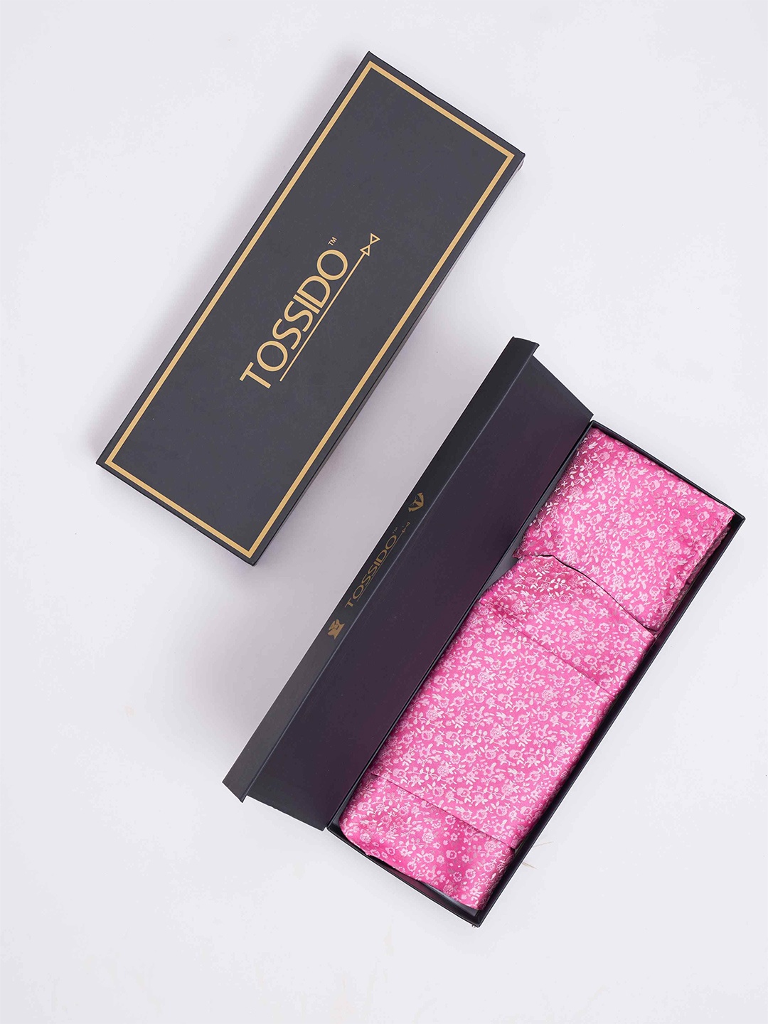 

Tossido Men Woven Design Cravat & Pocket Square Accessory Gift, Pink