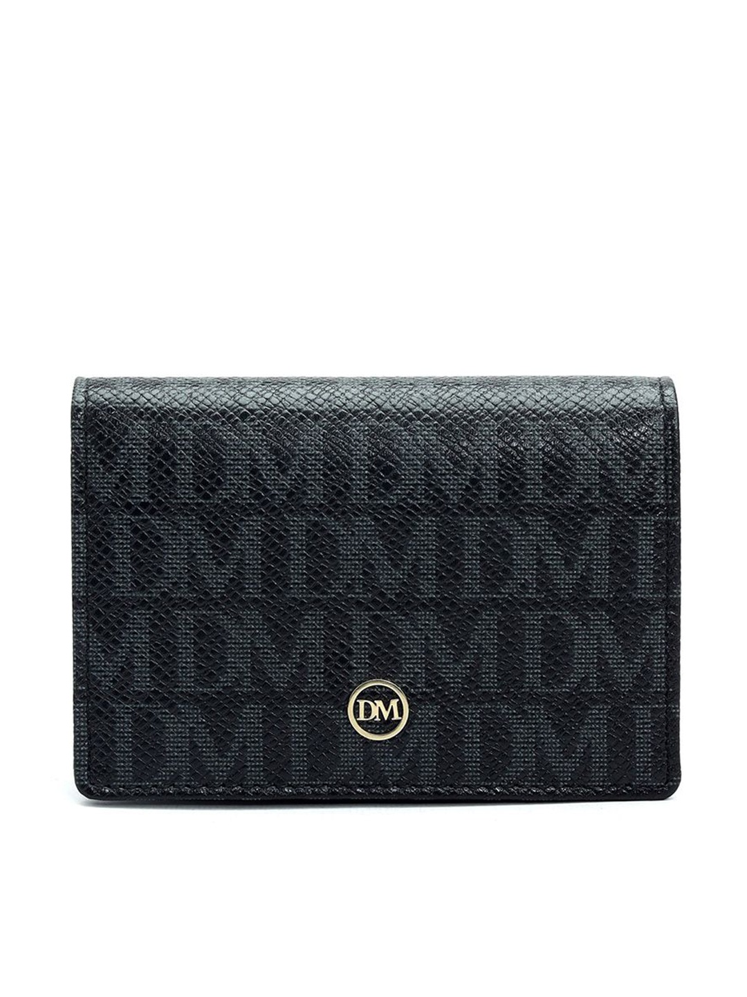 

Da Milano Unisex Printed Leather Card Holder, Black