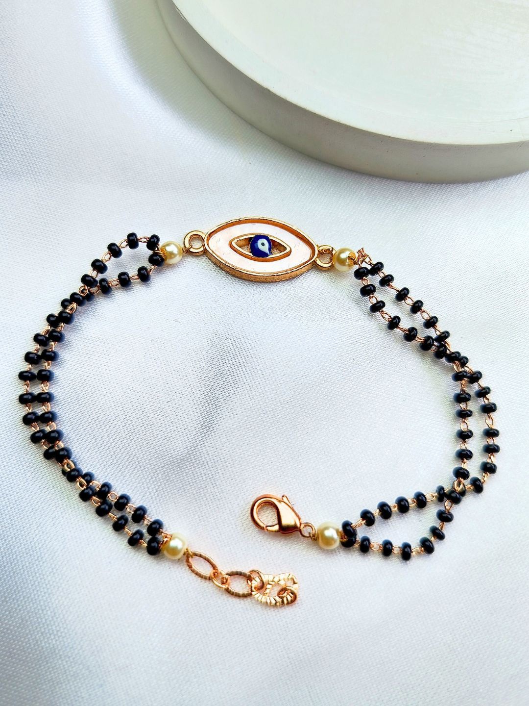 

Anouk Rose Gold-Plated Evil Eye Stainless Steel Mangalsutra Bracelet