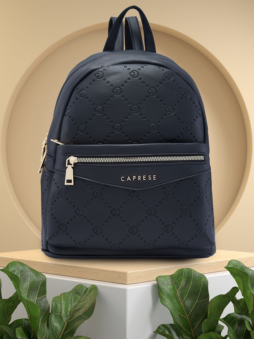 

Caprese Women Brand Logo Ergonomic Backpack, Black