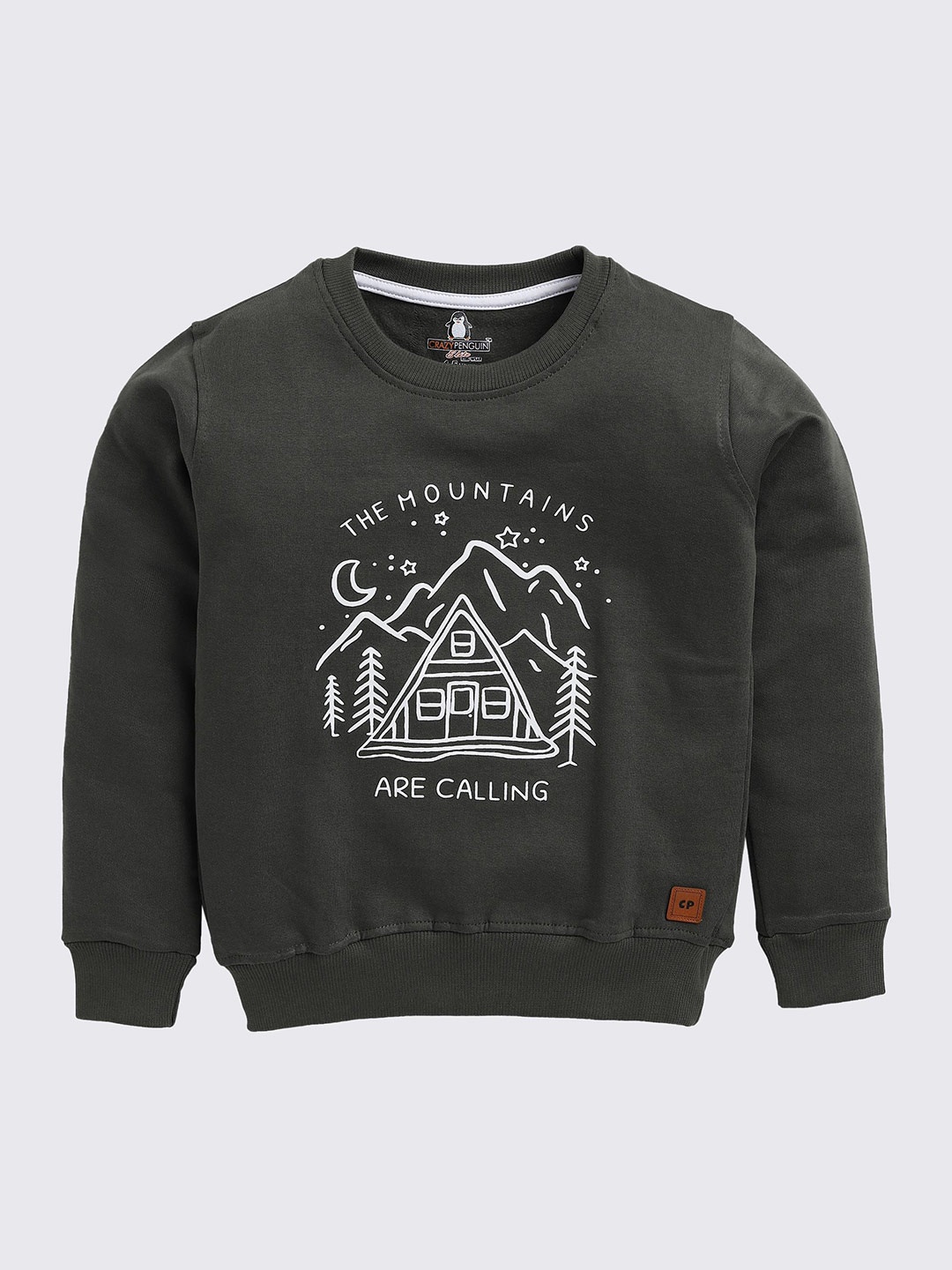 

CRAZYPENGUIN ELITE Boys Printed Sweatshirt, Olive