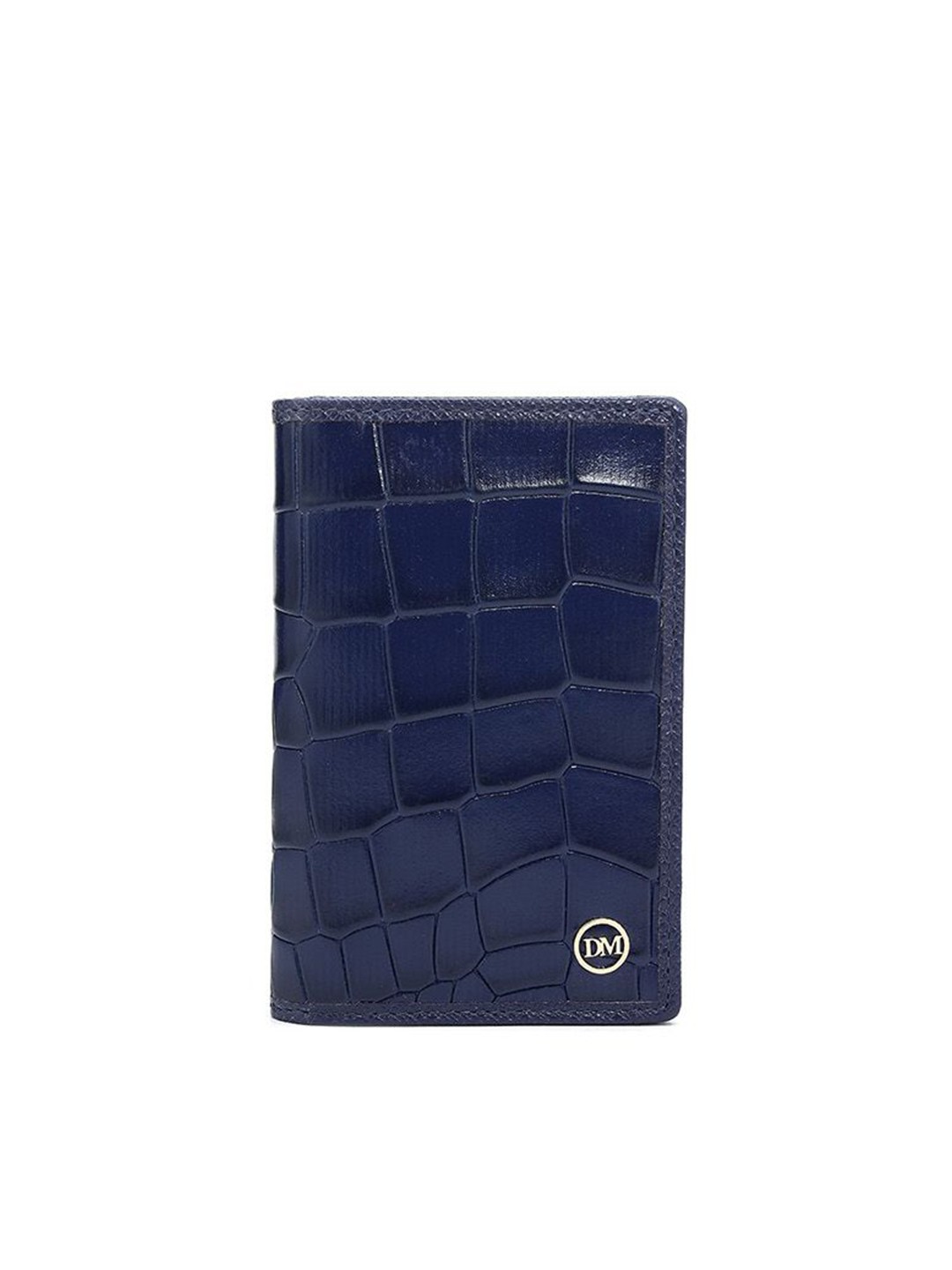 

Da Milano Unisex Geometric Textured Leather Card Holder, Blue