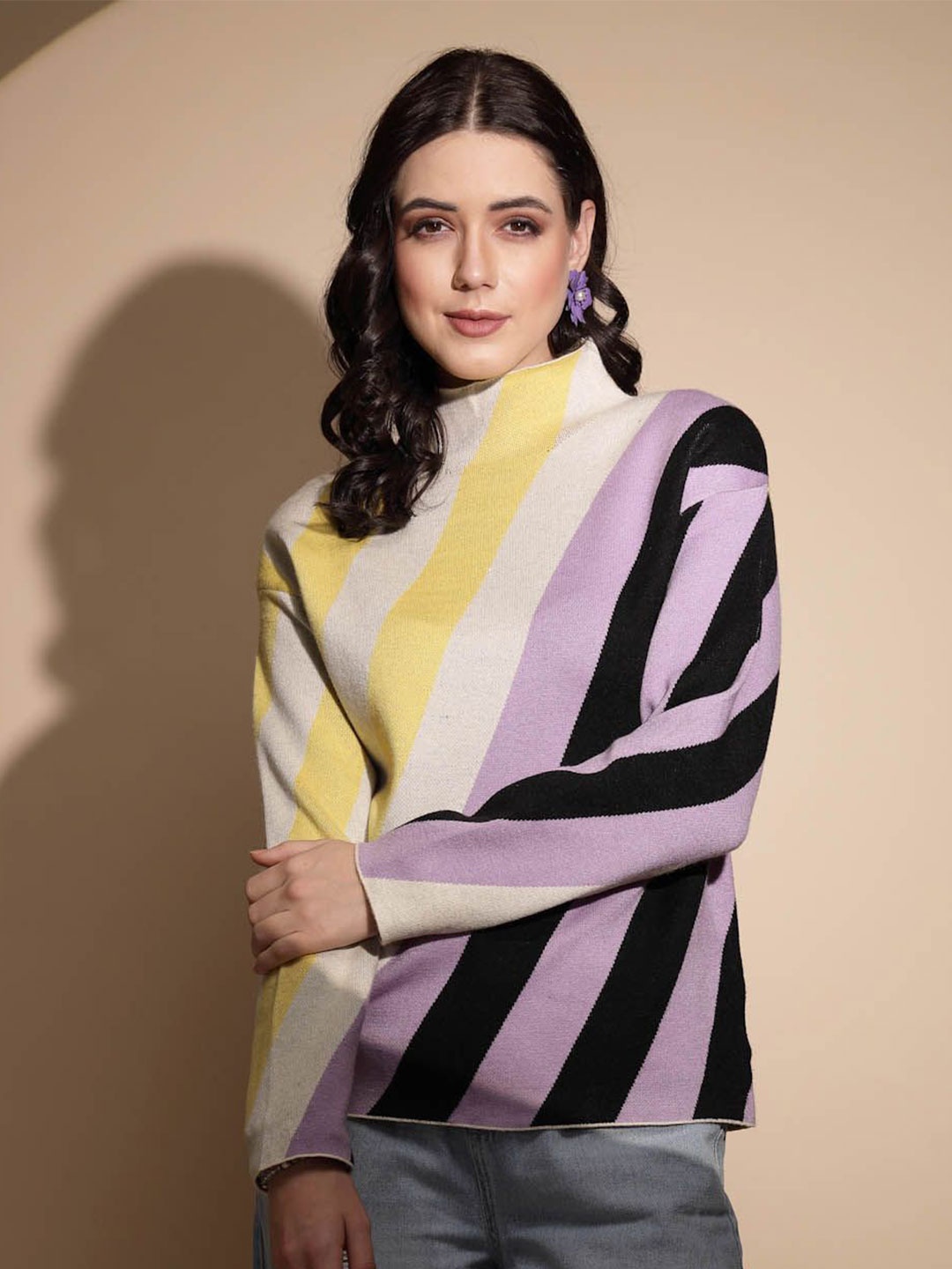 

Global Republic Women Striped Pullover, White