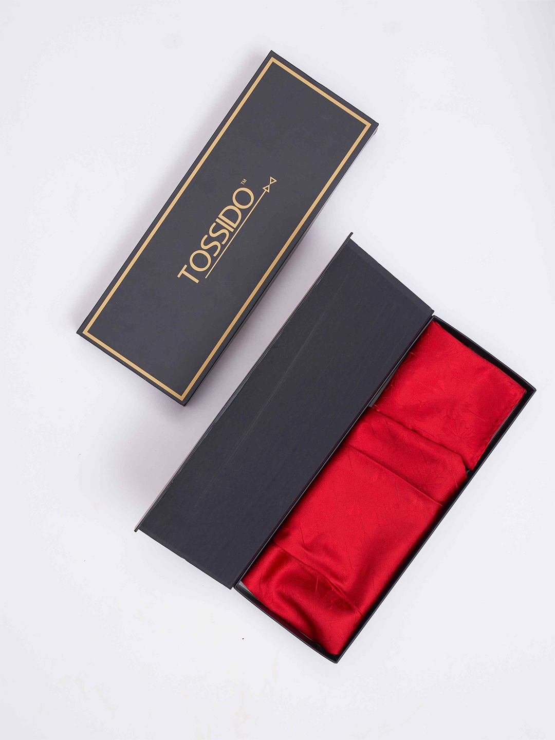 

Tossido Men Woven Cravat & Pocket Square Accessory Gift, Red