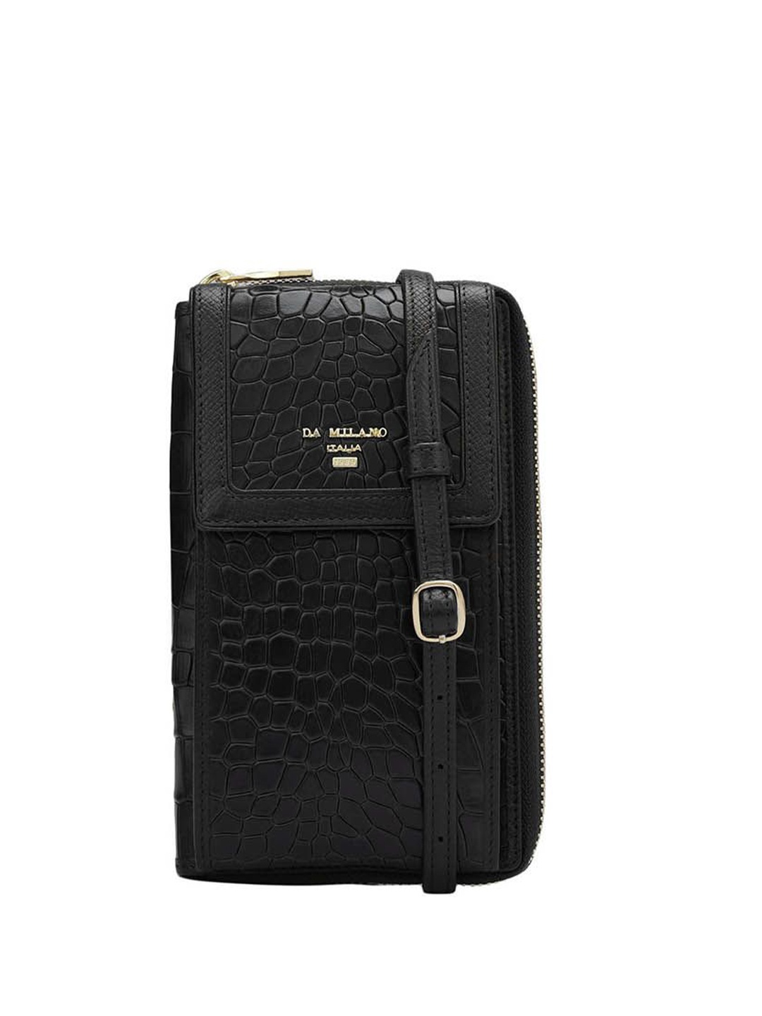 

Da Milano Textured Leather Two Fold Wallet, Black