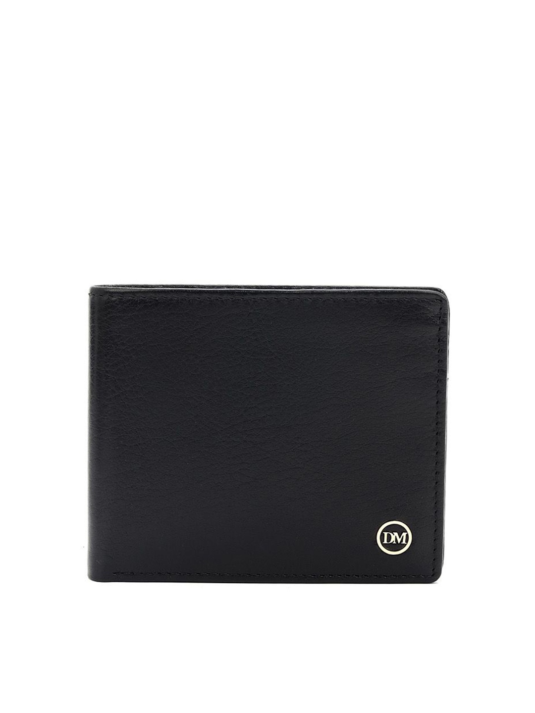 

Da Milano Men Textured Leather Two Fold Wallet, Black