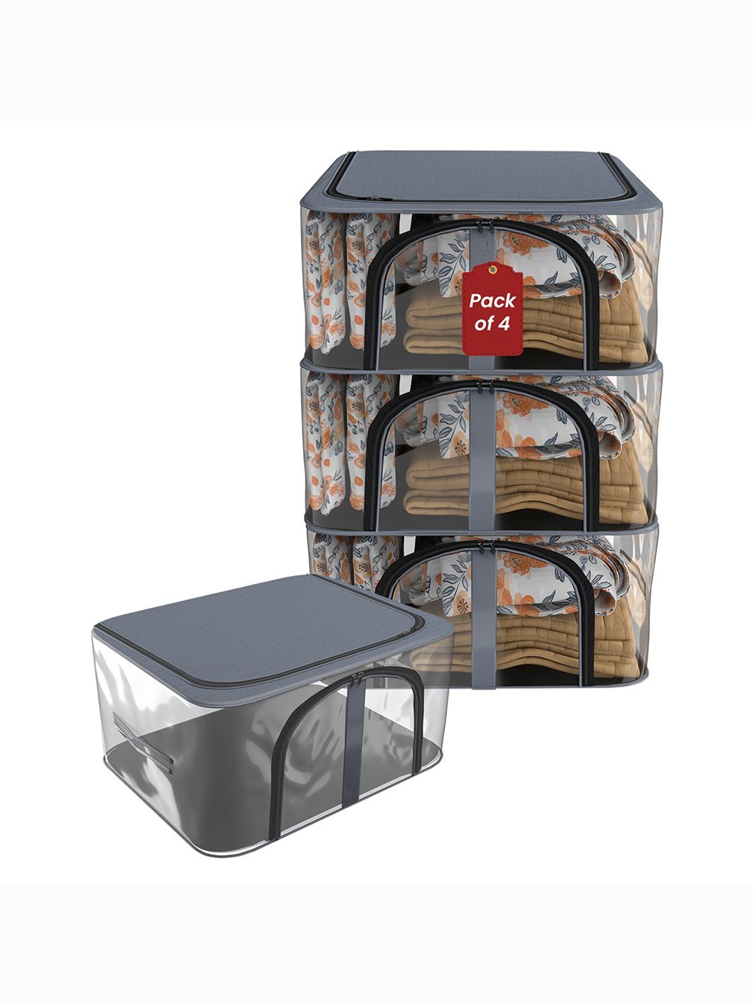 

Kuber Industries Grey 4 Pieces Regular Drawer Organisers