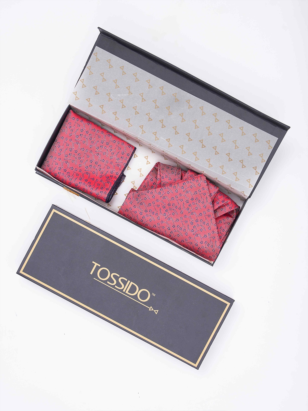 

Tossido Men Woven Design Ascot & Pocket Square Accessory Gift, Pink