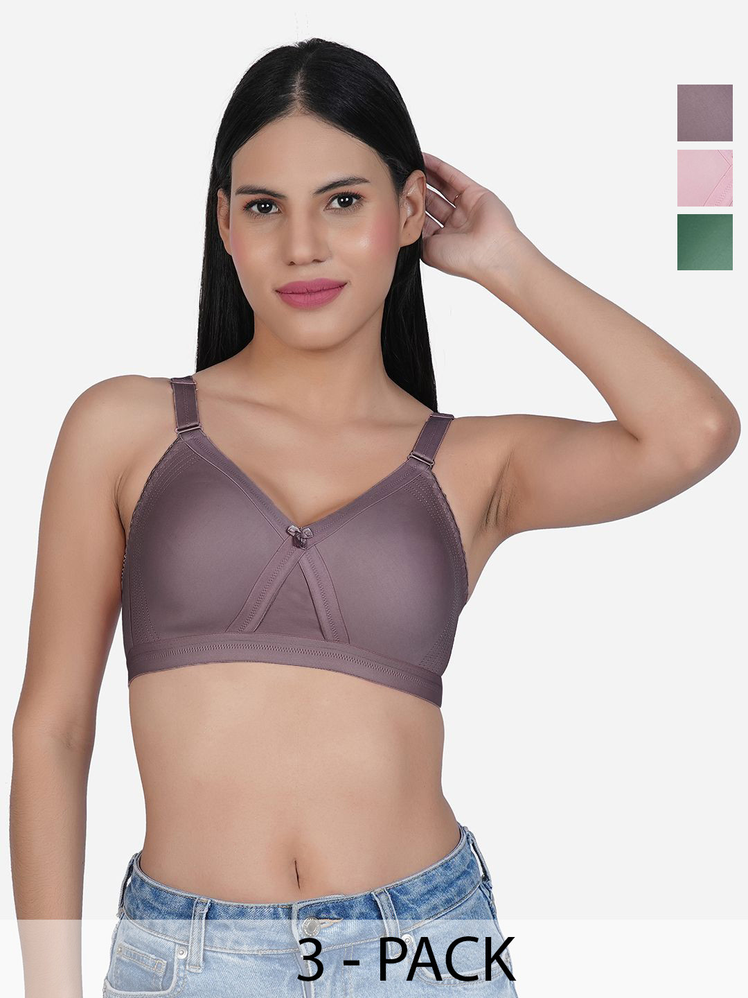 

SHYAM SONS FLAIR Pack Of 3 Full Coverage Minimizer Bra, Brown