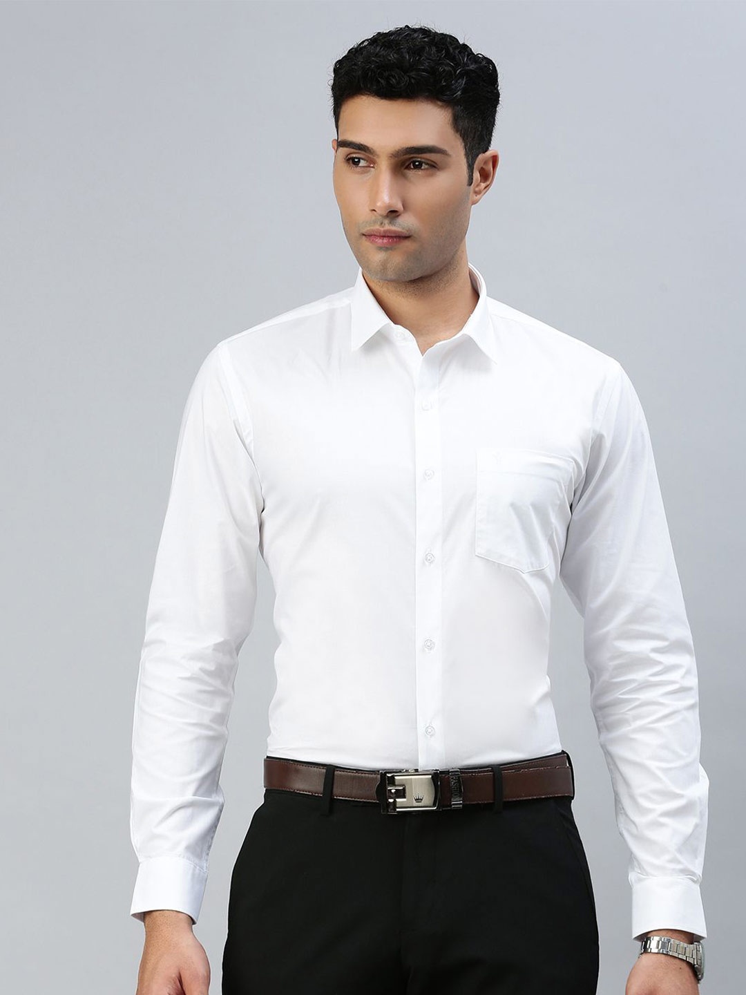 

Ramraj Men Standard Fit Spread Collar Solid Cotton Formal Shirt, White