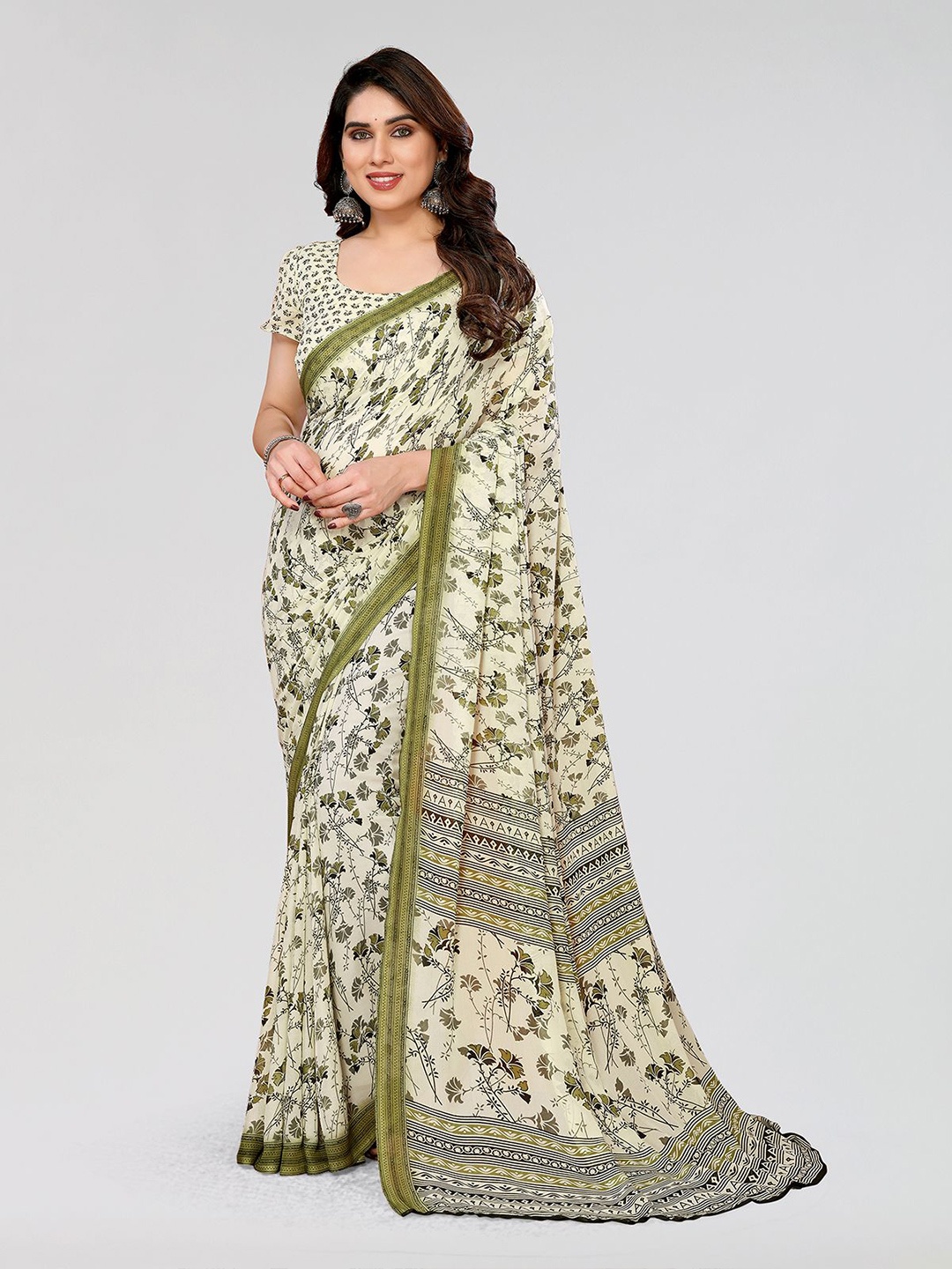 

Moda Rapido Floral Printed Daily Wear Saree, Green
