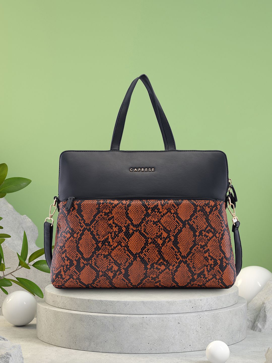 

Caprese Women Printed Laptop Bag, Black