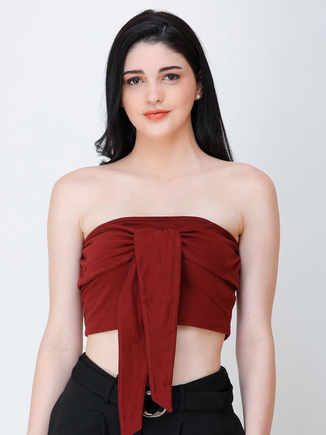 

BAESD Women Tube Crop Top, Maroon