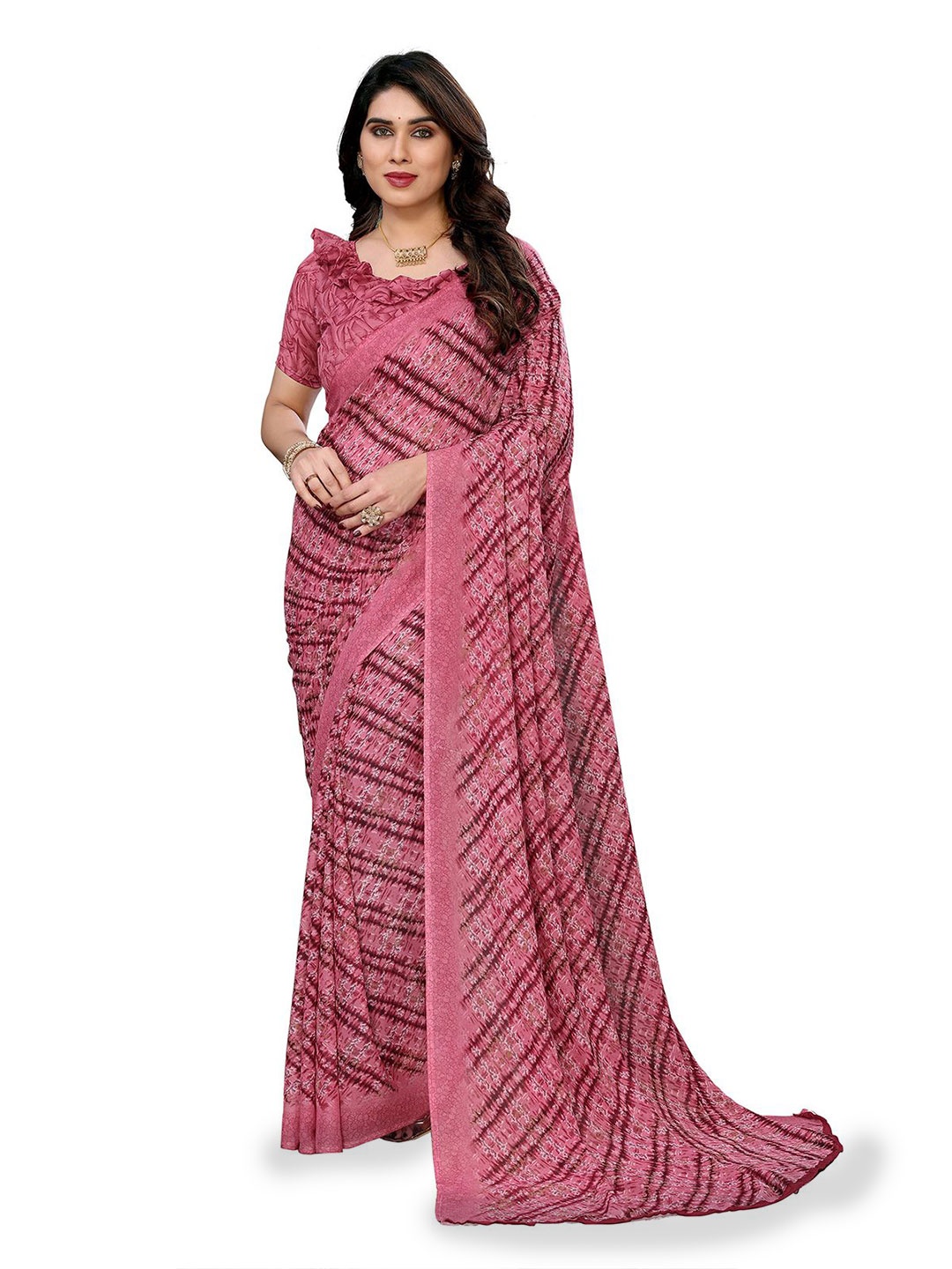 

ANAND SAREES Women Abstract Printed Saree, Pink
