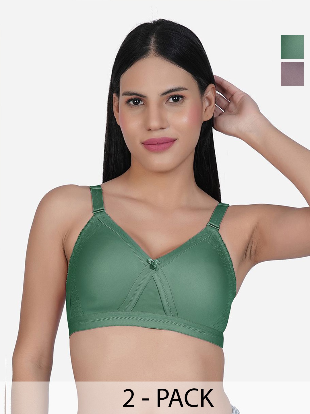 

SHYAM SONS FLAIR Women Pack of 2 Full Coverage Minimizer Bra, Green