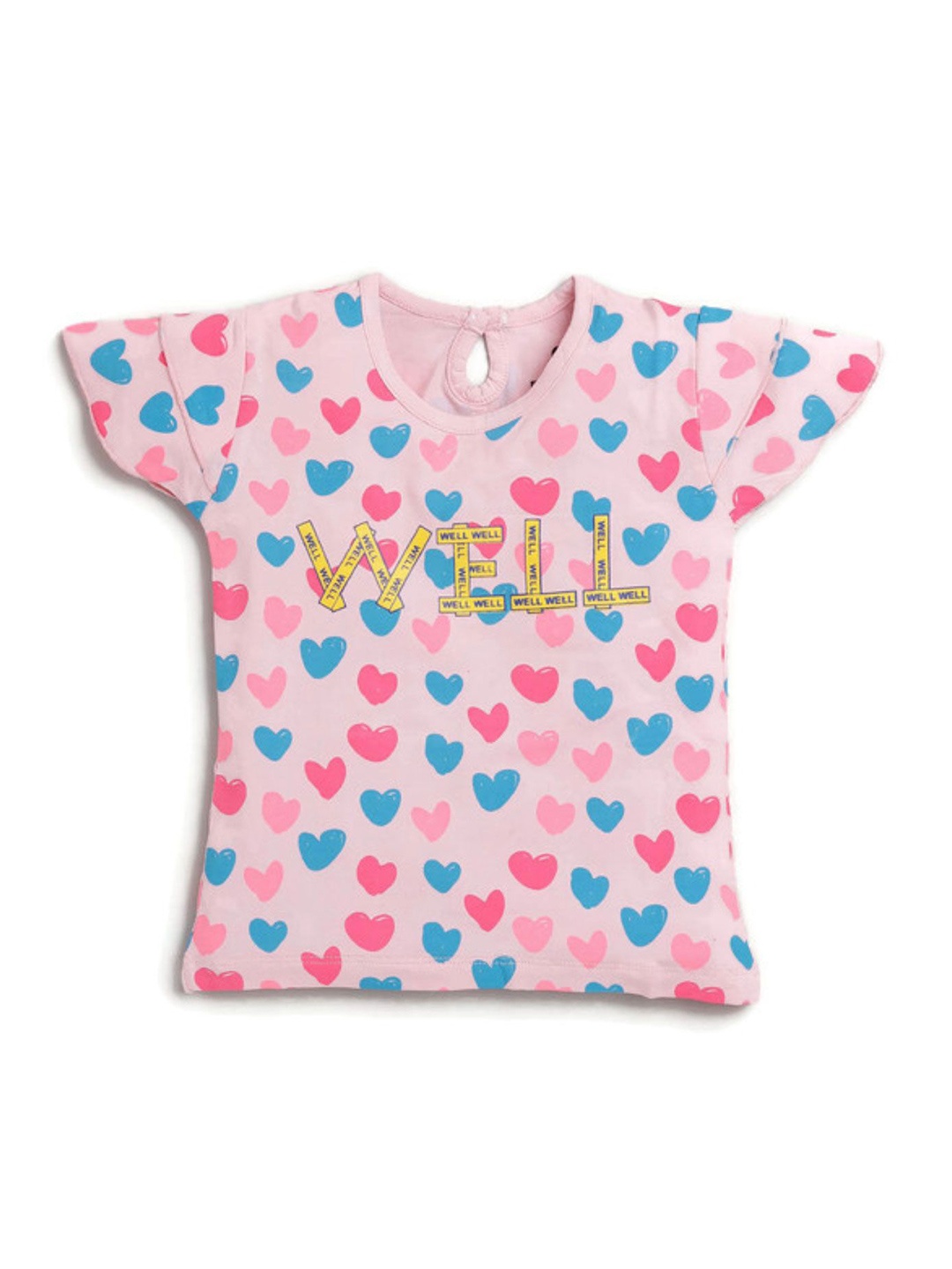 

CRAZYPENGUIN ELITE Girls Conversational Printed Cotton Top, Pink