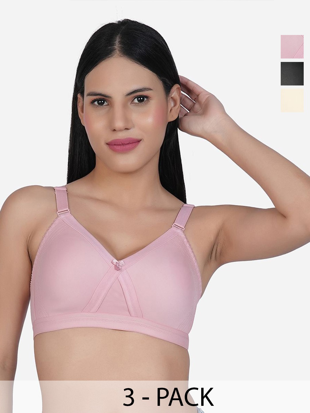 

SHYAM SONS FLAIR Pack Of 3 Full Coverage Minimizer Bra, Pink