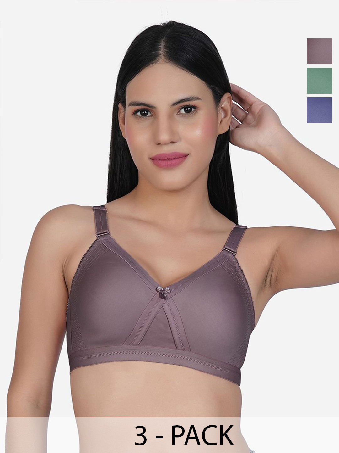 

SHYAM SONS FLAIR Pack Of 3 Full Coverage Minimizer Bra, Blue