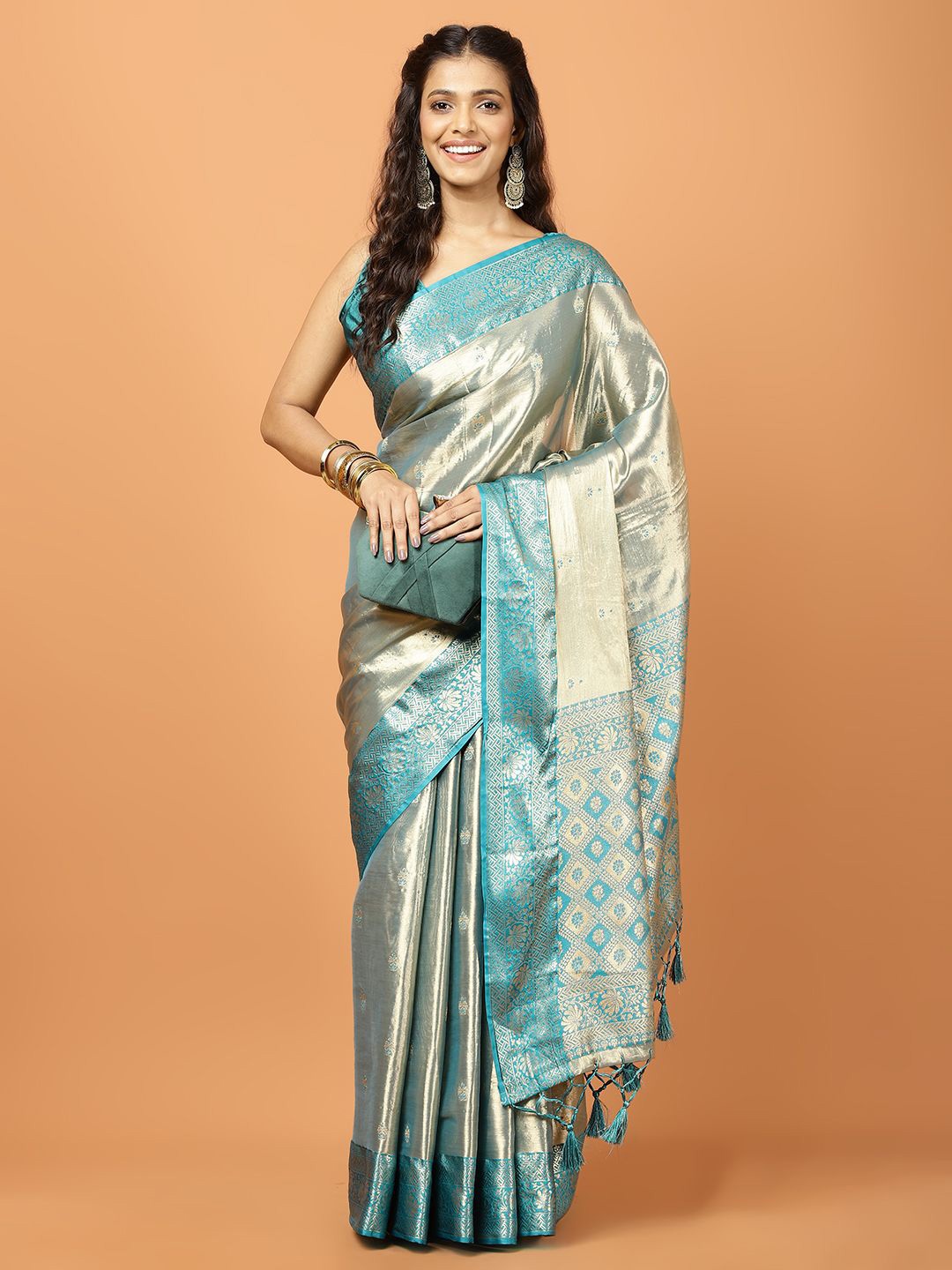 

Meena Bazaar Woven Design Banarasi Saree, Blue
