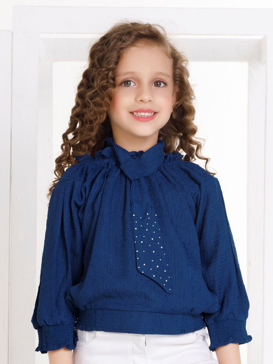

Peppermint Girls Embellished Top, Blue