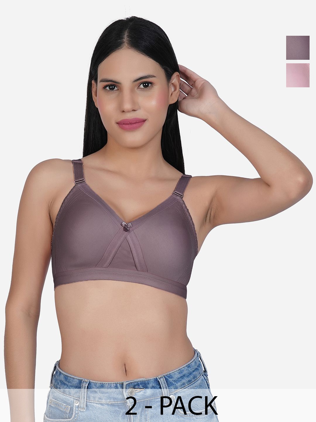 

SHYAM SONS FLAIR Women Pack Of 2 Non Padded Full Coverage Minimizer Bra, Pink