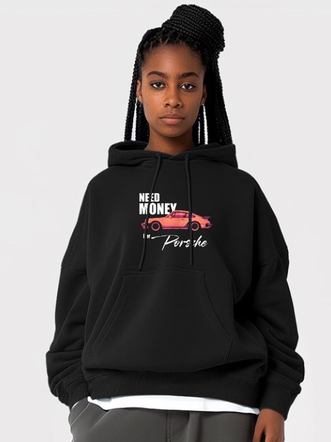 

TheBTclub Unisex Printed Hooded Sweatshirt, Black