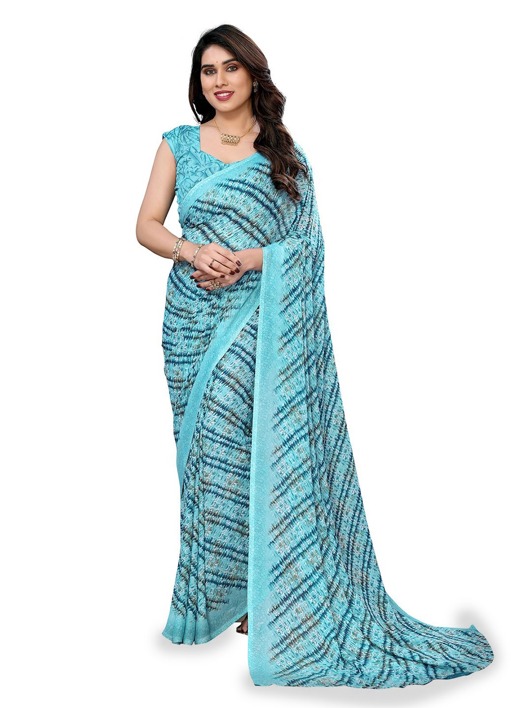 

Moda Rapido Abstract Printed Saree, Blue