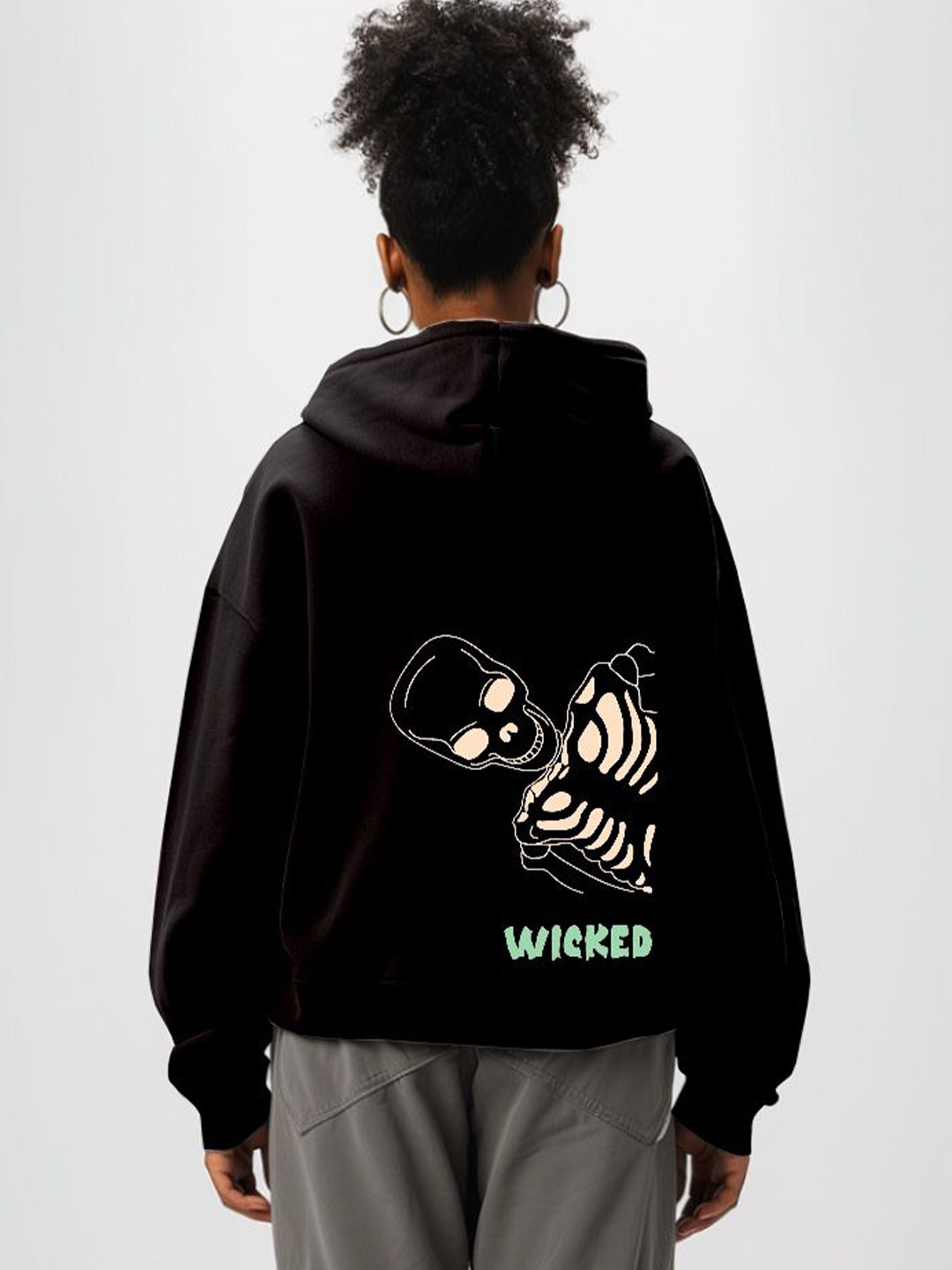 

TheBTclub Unisex WICKED Printed Hooded Sweatshirt, Black