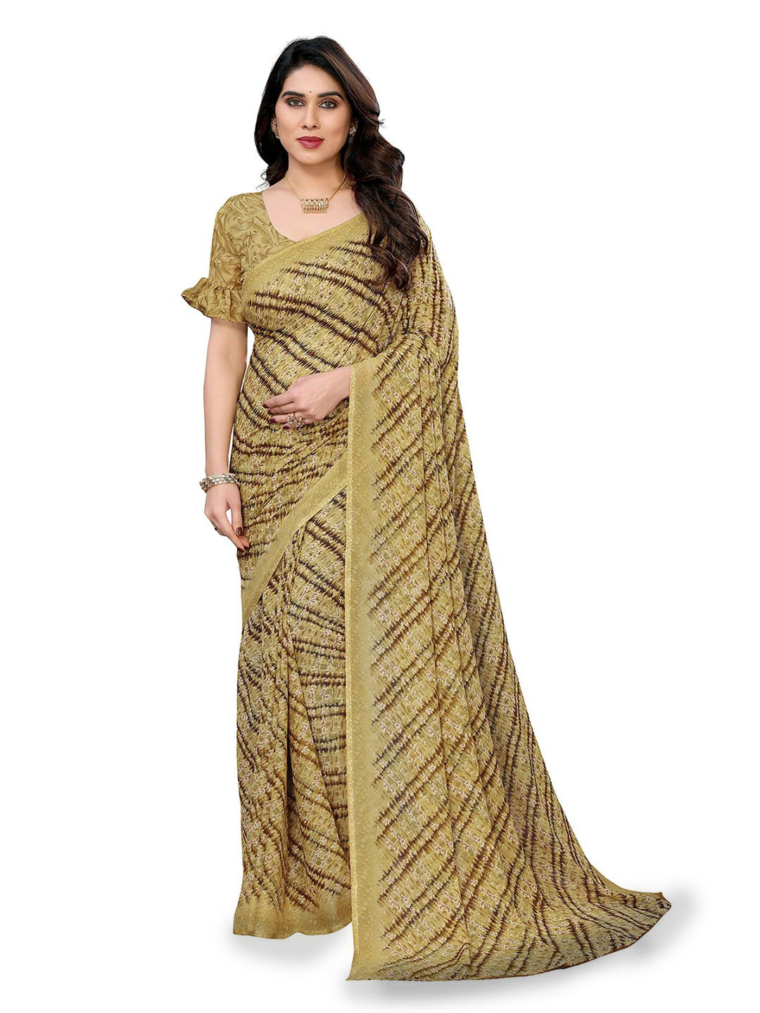

Moda Rapido Women Printed Saree, Gold
