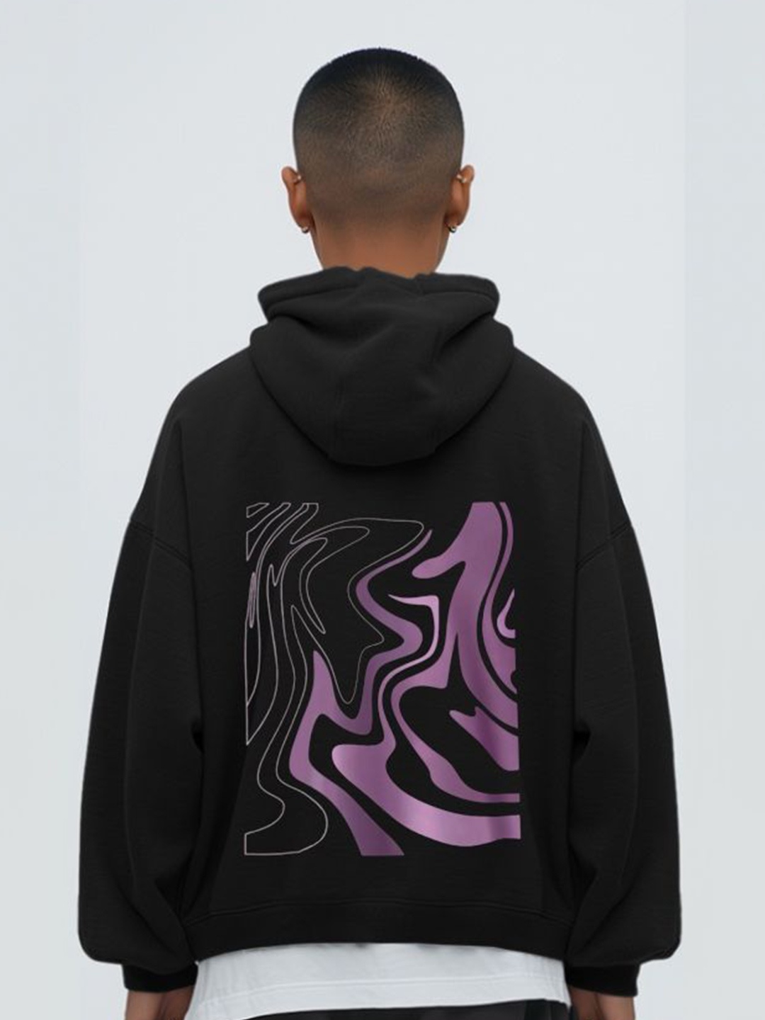 

TheBTclub Men Printed Hooded Pullover Sweatshirt, Black
