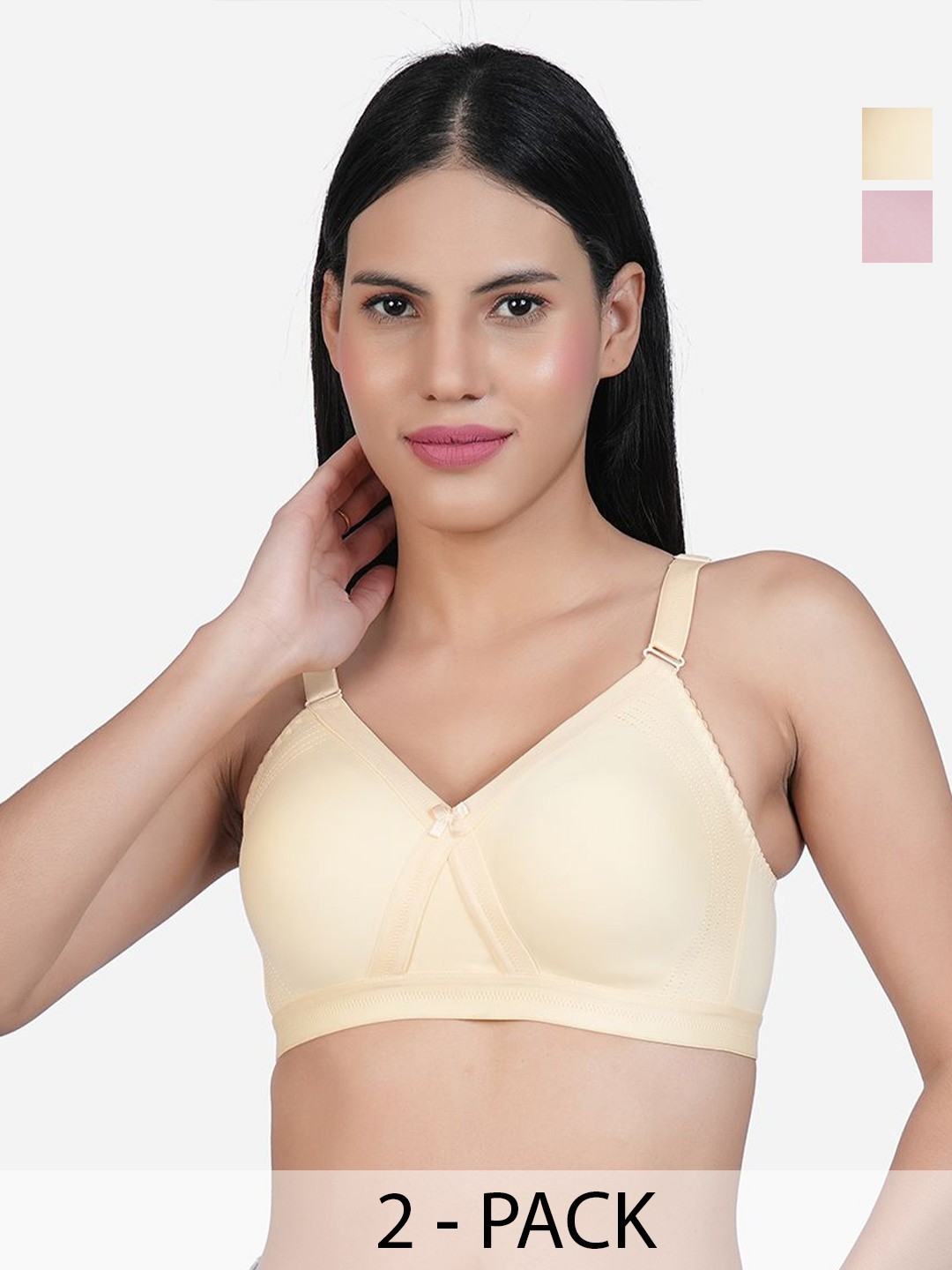 

SHYAM SONS FLAIR Women Pack Of 2 Softline Non-Wired Non Padded Full Coverage Minimizer Bra, Beige