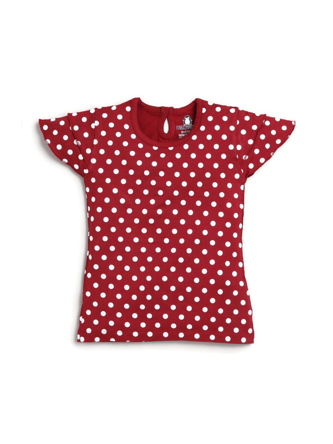 

CRAZYPENGUIN ELITE Polka Dot Print Cotton Top, Maroon