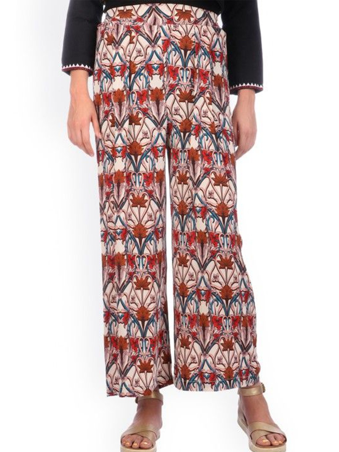 

shiloh Women Floral Printed Palazzos, Brown