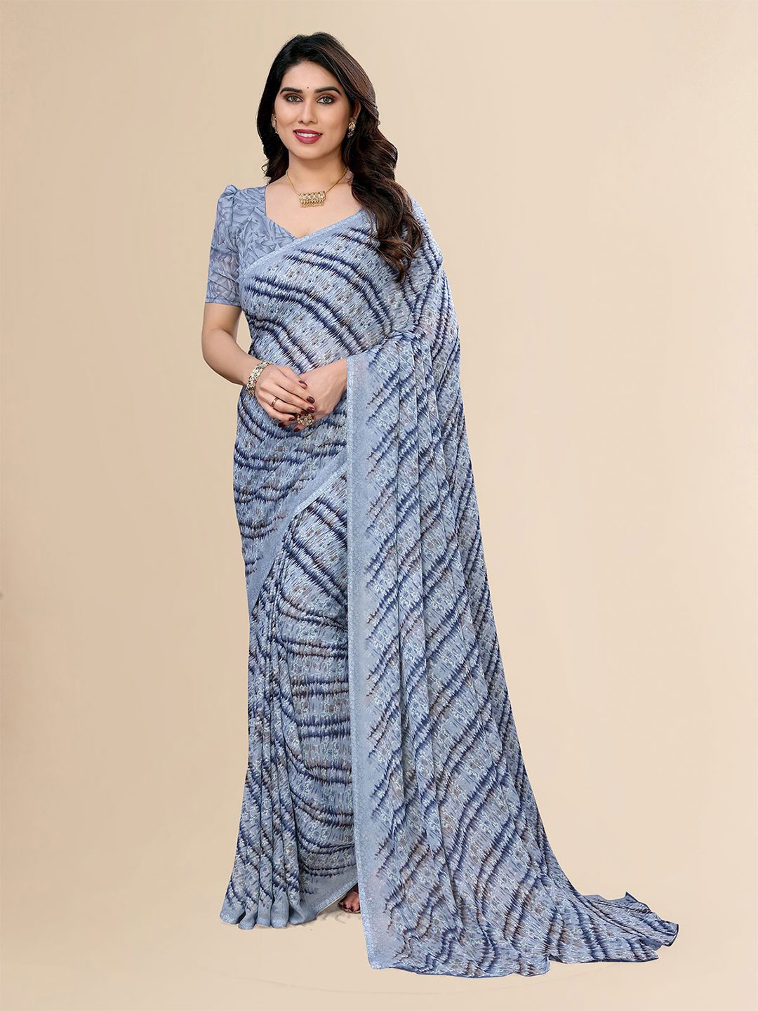 

ANAND SAREES Printed Saree, Grey