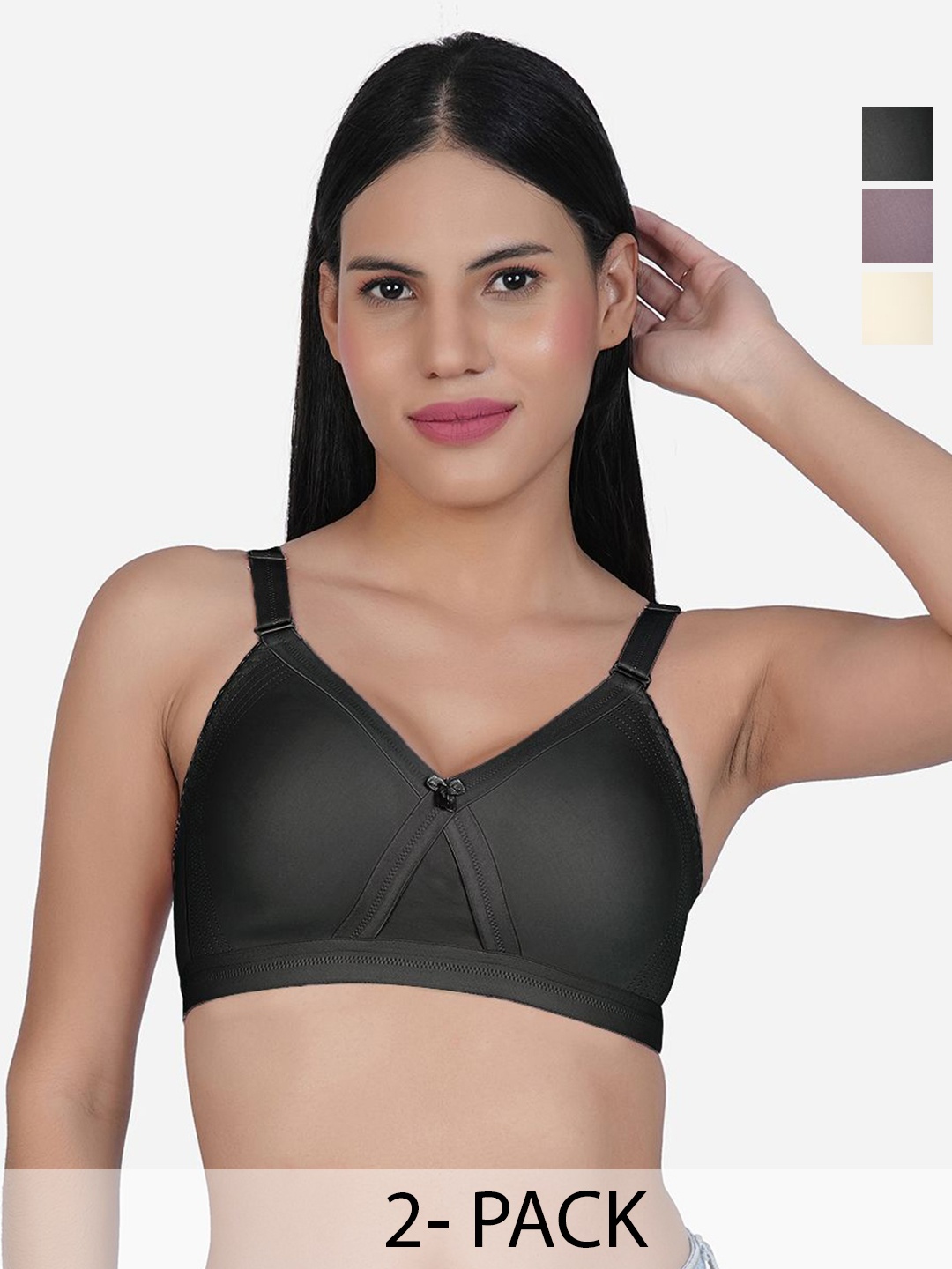 

SHYAM SONS FLAIR Pack Of 3 Full Coverage Minimizer Bra, Black