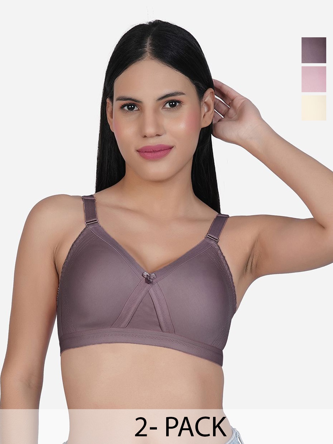 

SHYAM SONS FLAIR Women Pack Of 3 Full Coverage Bra, Brown