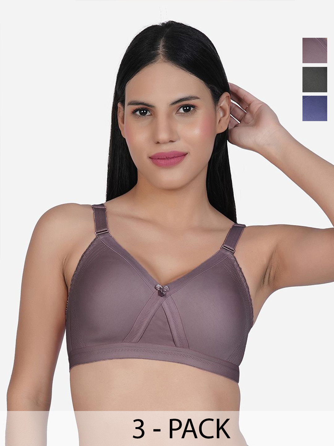 

SHYAM SONS FLAIR Women Pack Of 3 Full Coverage Minimizer Bra, Blue