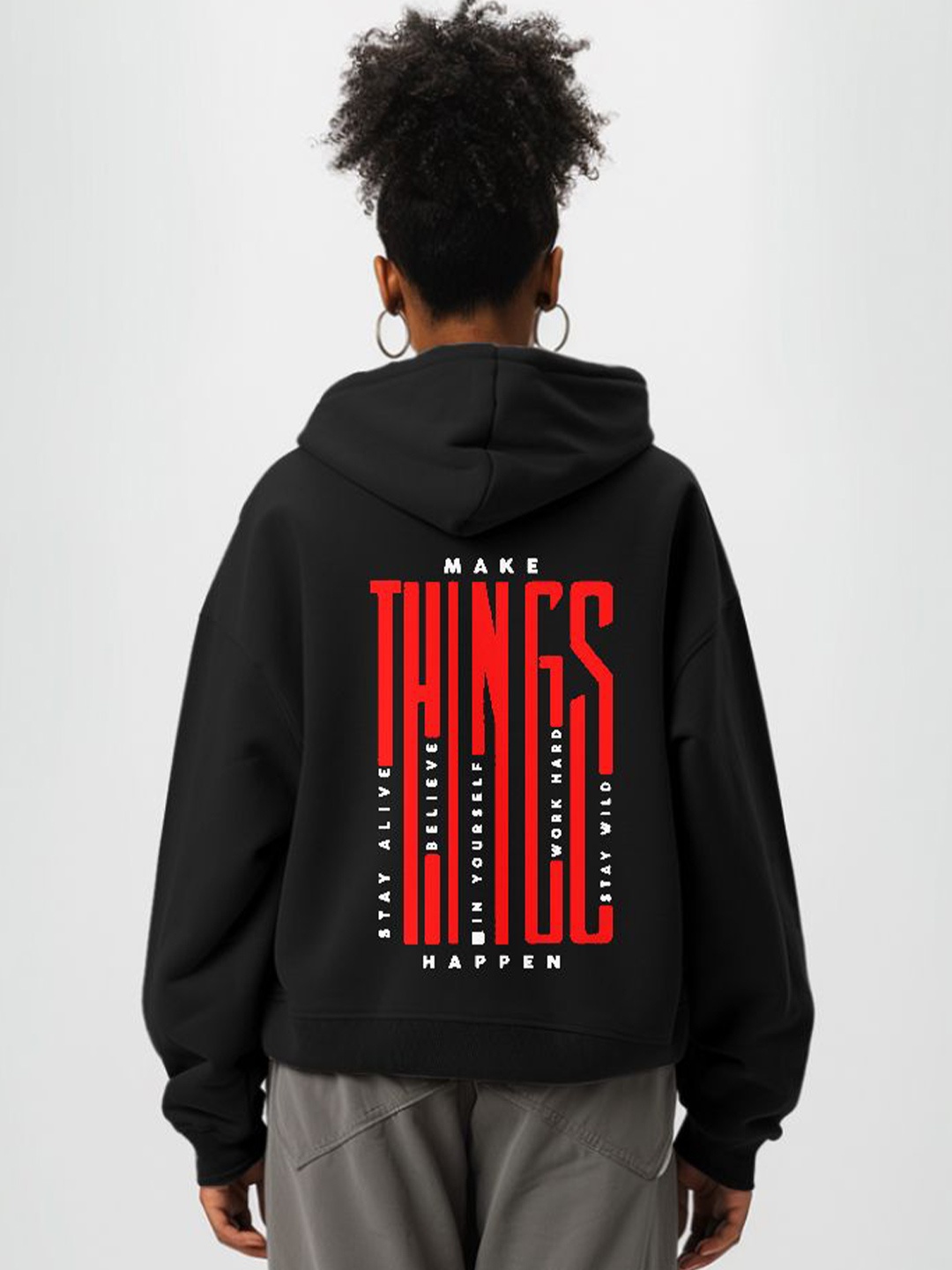

TheBTclub Men Make Things Happen Hooded Sweatshirt, Black