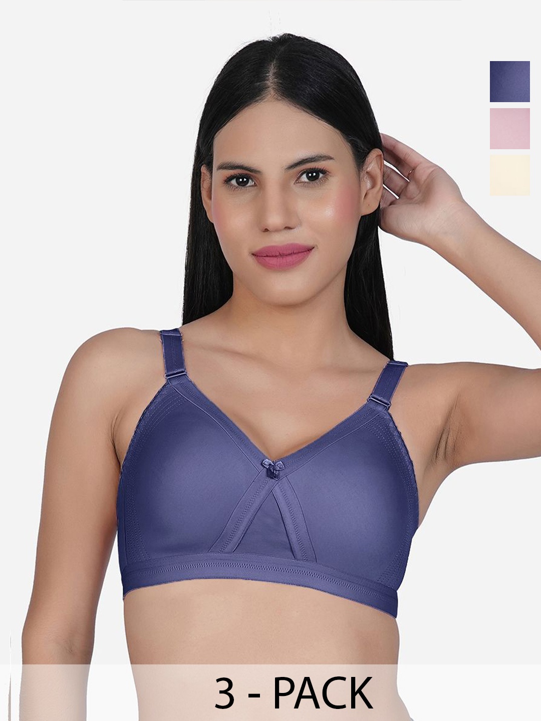 

SHYAM SONS FLAIR Pack Of 3 Full Coverage Minimizer Bra, Blue