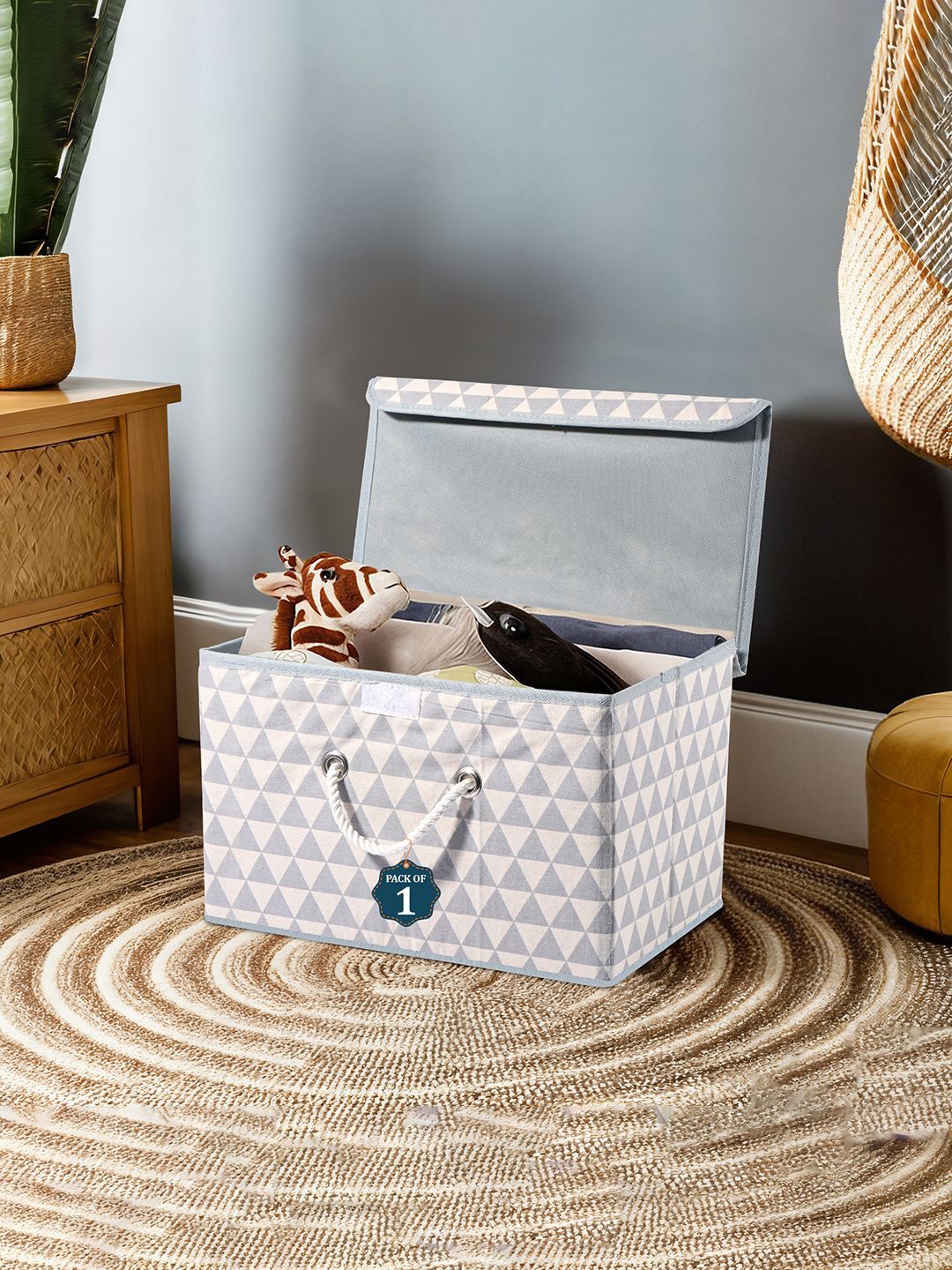 

Kuber Industries Grey Printed Cotton Reusable Drawer Organiser