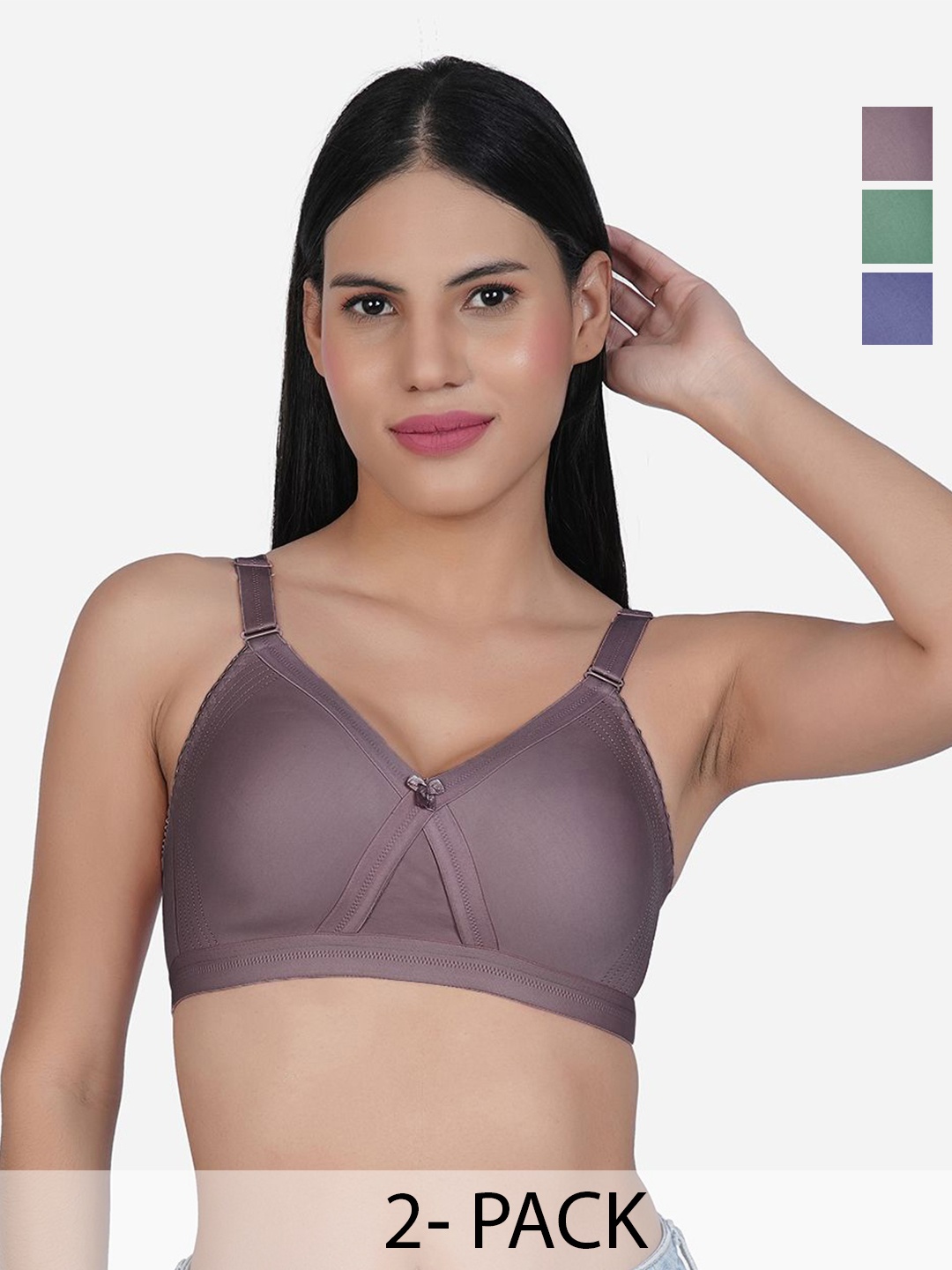 

SHYAM SONS FLAIR Women Pack of 3 Full Coverage Minimizer Bra, Brown